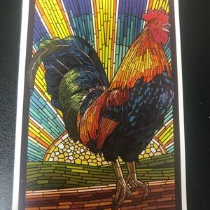 Lantern Press, Rooster, Paper Mosaic, Postcard